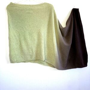 AMICALE OSFM 100% Cashmere Neutral Ombre Asymmetrical Poncho Shawl Sweater